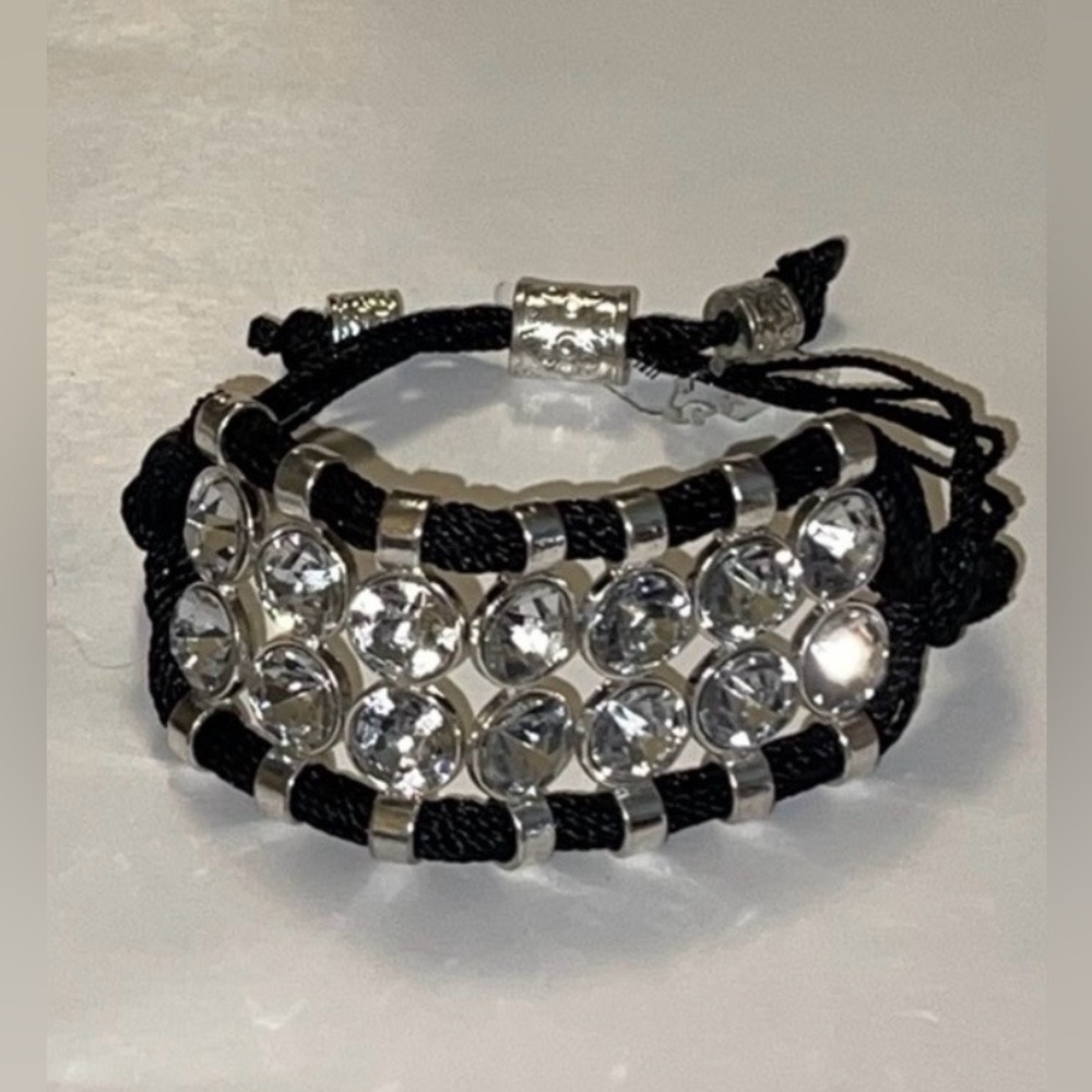 Claire's Black and Silver Rhinestone Rope Bracelet
